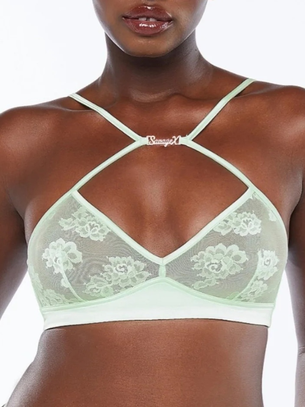 Savage X Fenty Mint Green Lace Strappy Bralette